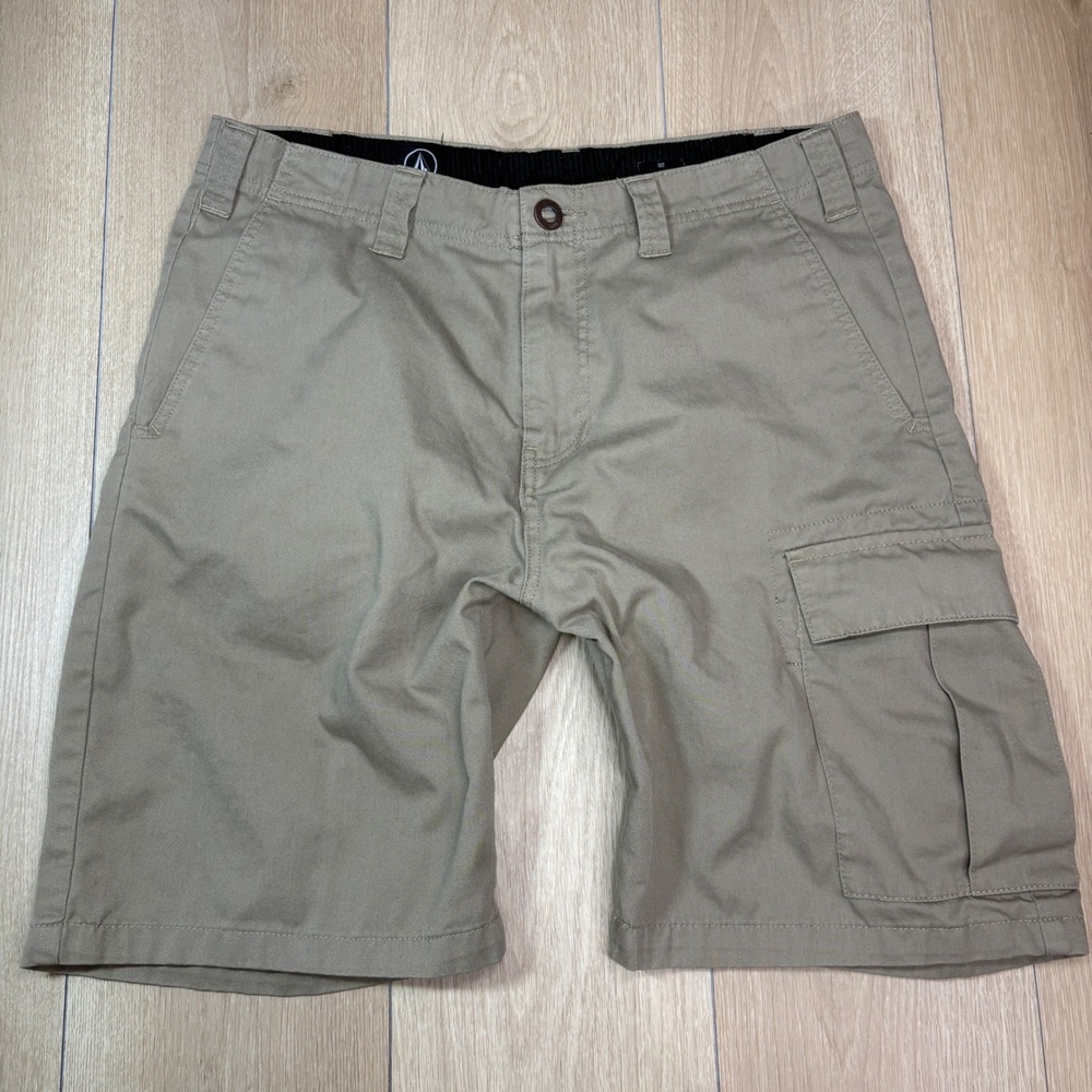 Volcom Mens Khaki Tan Cargo Shorts Size 32 Skate Utility Casual Pockets